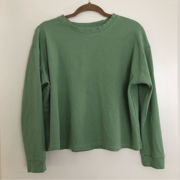 Encircled The Fair Micro-Waffle Crewneck in Matcha Latte size med, slow fashion. - Picture 5 of 9